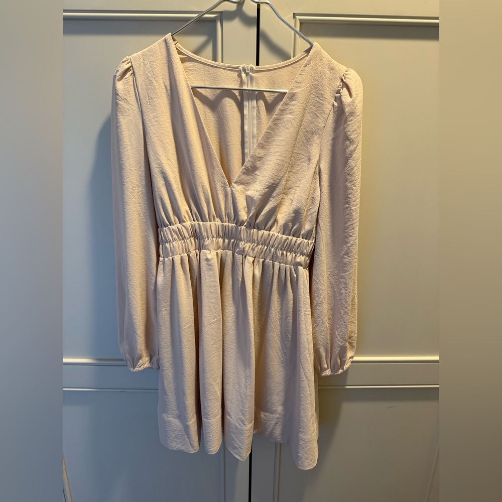 Elegant Cream V-Neck Dress